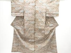 未使用品　破れ色紙に花更紗模様本場大島紬着物（染）